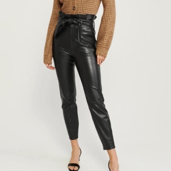 Abercrombie & Fitch Pants - A&F Ultra High Rise Faux-Leather Paperbag Pants